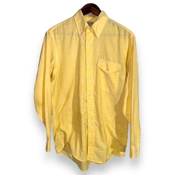 L.L. Bean Yellow Made in USA Oxford Button Down Shirt M - Picture 1 of 8